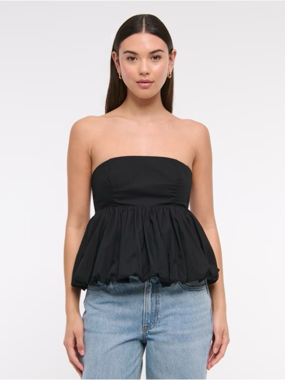 Abercrombie & Fitch Black Smocked Strapless Top